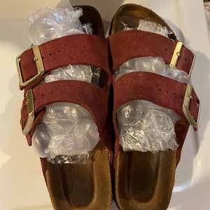 Birkenstock maroon sandals